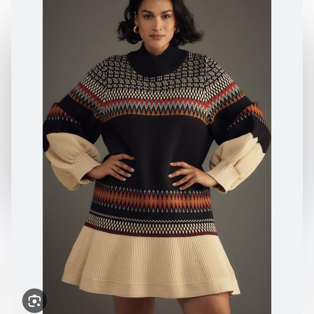 NWT Anthropologie Bubble-Sleeve Turtleneck Sweater